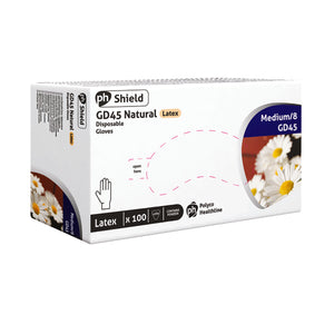Shield Powdered Latex Gloves Medium Natural (Pack of 100) GD45