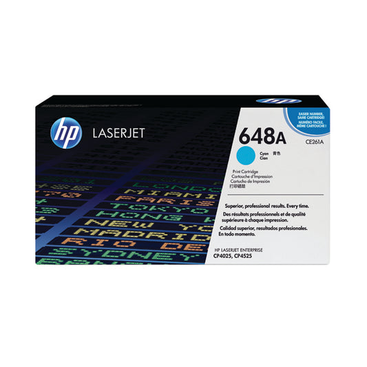 HP 648A Cyan Laserjet Toner Cartridge CE261A