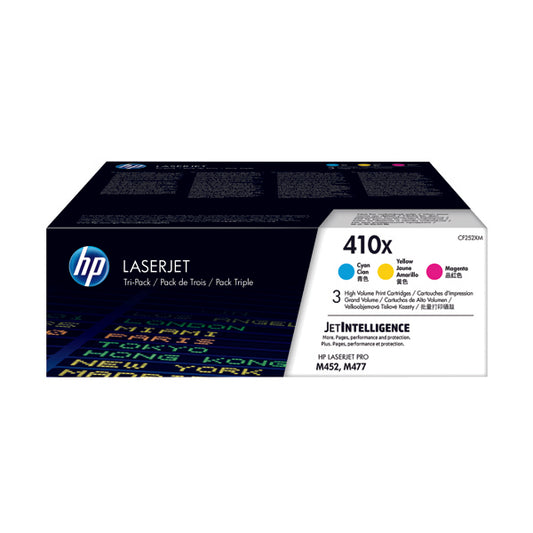 HP 410X High Yield Cyan Magenta Yellow Laserjet Toner Cartridges (Pack of 3) CF252XM