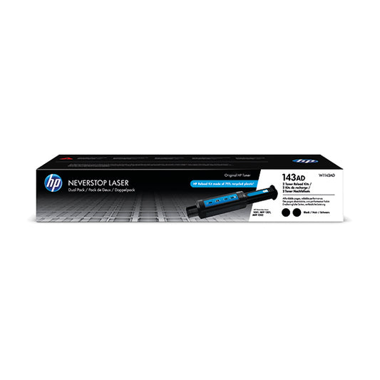 HP 143AD Original Neverstop Laser Toner Reload Kit Dual Pk Blk W1143AD