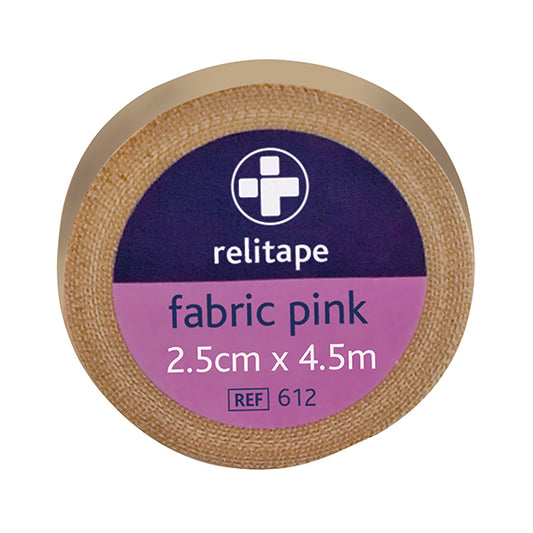 Reliance Medical Relitape Fabric Elastic Strapping Tape Pink 2.5cmx4.5m (Pack of 12) 612