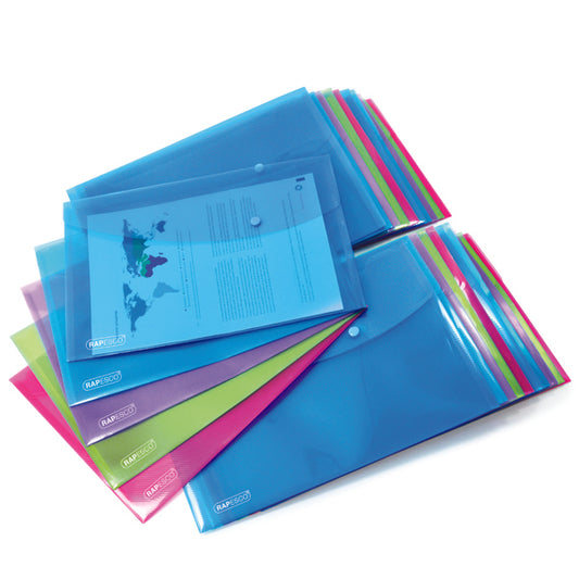 Rapesco Foolscap Popper Wallet Bright (Pack of 20) 1494