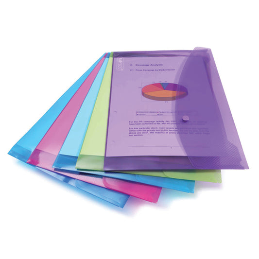 Rapesco Popper Wallet Foolscap Assorted (Pack of 5) 0688