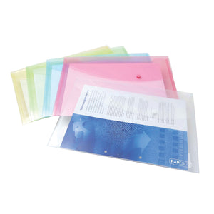 Rapesco Popper Wallet Foolscap Assorted Pastel (Pack of 5) 0696