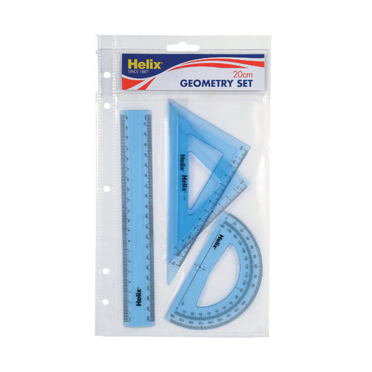 Helix Geometry 4 Tool Set (Includes scale ruler, 2 x set squares and protractor) Q88100