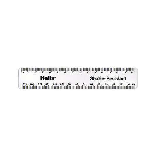 Helix Shatter Resistant Ruler 15cm Clear (Pack of 50) 010311