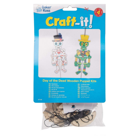 Day of the Dead Wooden Puppet Kits (Pack of 4)