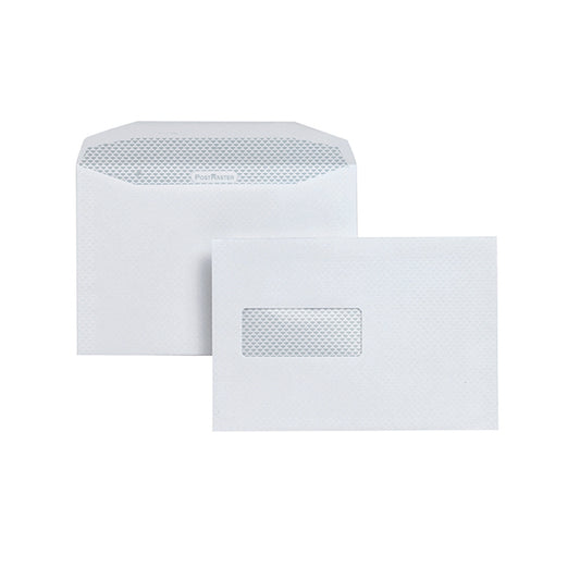 Postmaster Envelope 162x238mm High Window Gummed 90gsm White (Pack of 500) A29984