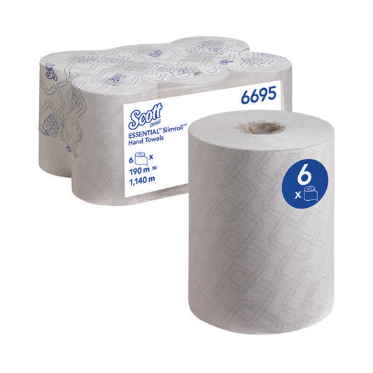 Scott Essential Slimroll Hand Towel Roll White 190m (Pack of 6) 6695