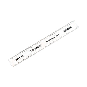 Q-Connect Shatter Resistant Ruler 30cm Clear (Pack of 10) KF01108Q