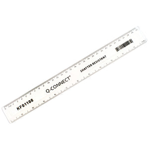 Q-Connect Ruler Shatterproof 300mm Clear (Inches on one side and cm/mm on the other) KF01108