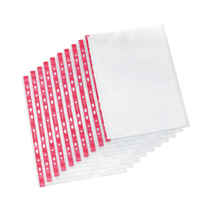 Q-Connect Delux Punched Pocket Side Opening Red Strip A4 (Pack of 25) KF01123