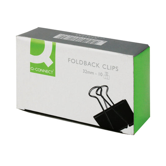 Q-Connect Foldback Clip 32mm Black (Pack of 10) KF01284