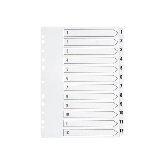 Q-Connect 1-12 Index Multi-Punched Reinforced Board Clear Tab A4 WhiteKF01529