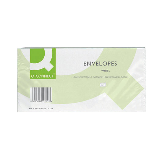 Q-Connect DL Envelopes Window Peel and Seal 100gsm White (Pack of 500) KF03000