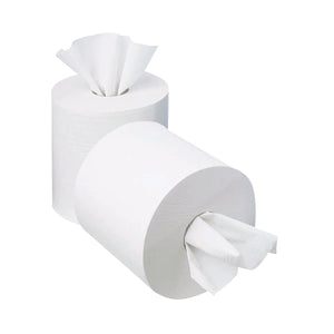 2Work 1-Ply Mini Centrefeed Roll 120M 70mm Core White (Pack of 12) KF03784