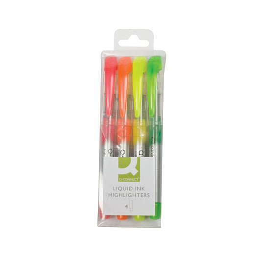 Q-Connect Liquid Ink Highlighter Assorted (Pack of 4) KF16127