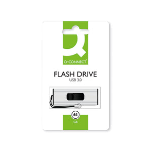 Q-Connect USB 3.0 Slider 64GB Flash Drive Silver/Black KF16371