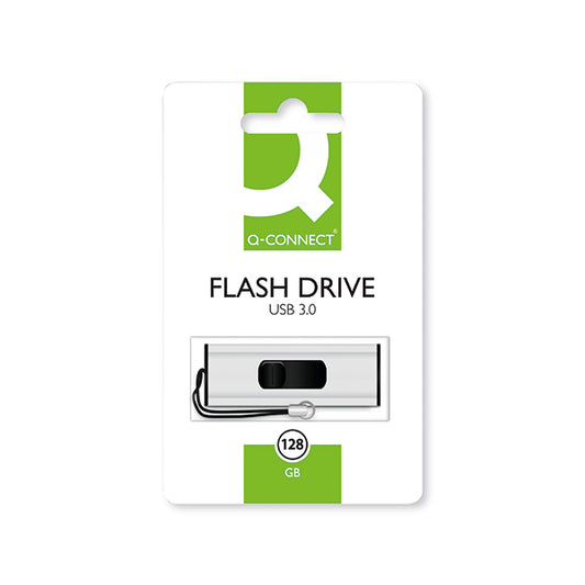 Q-Connect USB 3.0 Slider 128GB Flash Drive Silver/Black KF16375