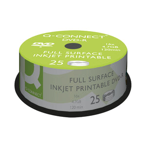 Q-Connect Inkjet Printable DVD-R Discs 16x 4.7GB (Pack of 25) KF18021