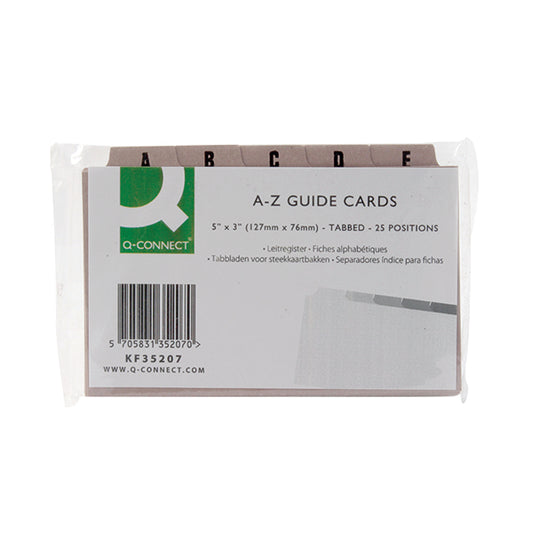 Q-Connect Guide Card 5x3 Inch A-Z Buff (Pack of 25) KF35207
