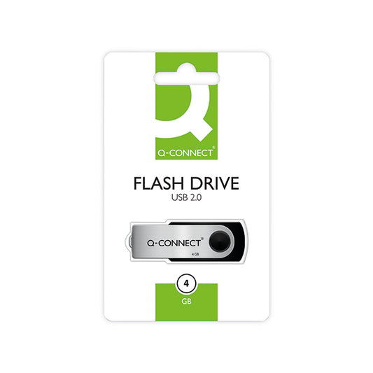 Q-Connect USB 2.0 Swivel 4GB Flash Drive Silver/Black KF41511