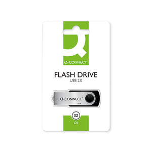 Q-Connect USB 2.0 Swivel 32GB Flash Drive Silver/Black KF76970