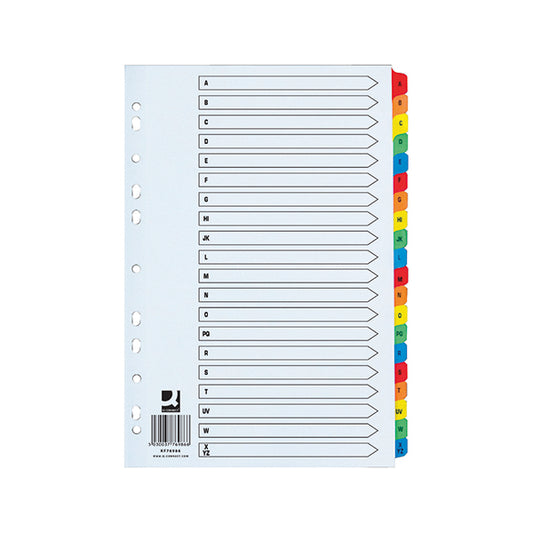 Q-Connect 20 Part A-Z Index Extra Wide Reinforced Multi-Colour Tabs KF76986