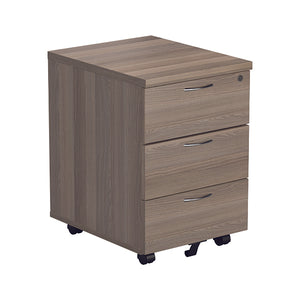 Jemini 3 Drawer Mobile Pedestal 400x500x595mm Grey Oak KF78945
