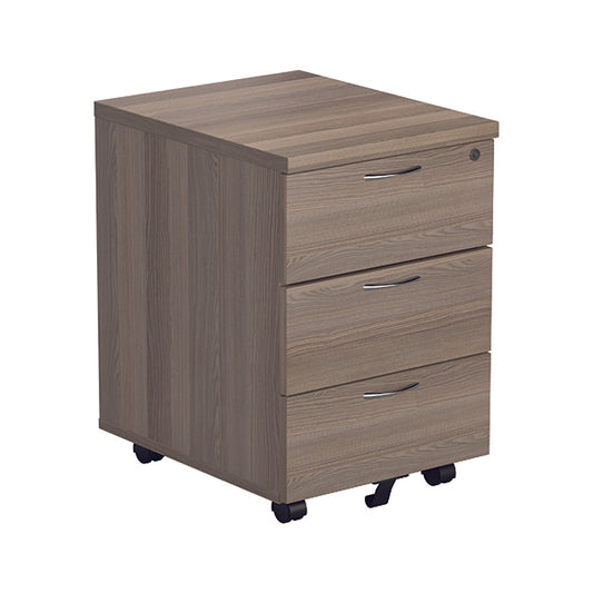 Jemini 3 Drawer Mobile Pedestal 400x500x595mm Grey Oak KF78945