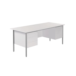 Serrion Rectangular Double Pedestal 4 Leg Desk 1800x750x730mm White KF800108