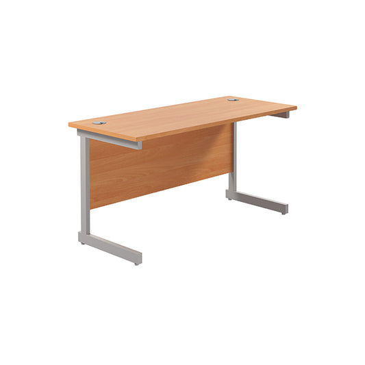Jemini Single Rectangular Desk 1200x600x730mm Beech/Silver KF800406