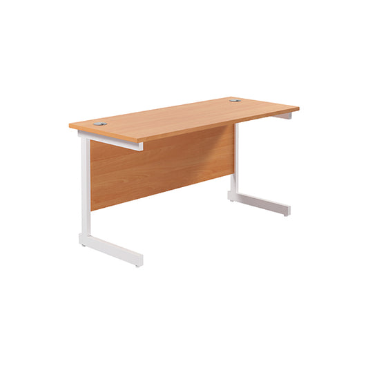 Jemini Single Rectangular Desk 1200x600x730mm Beech/White KF800469