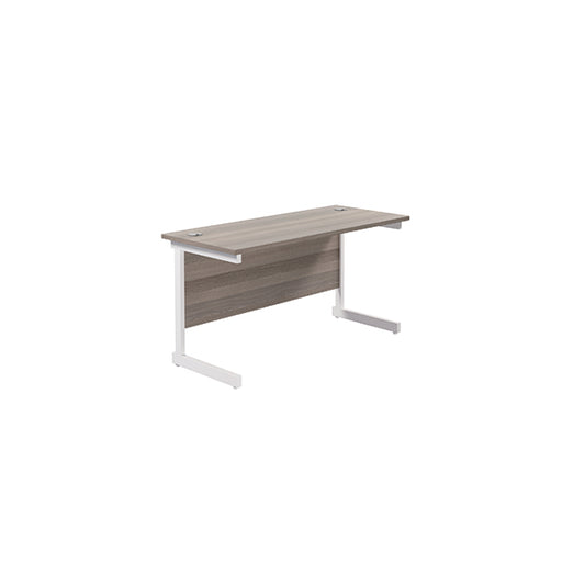 Jemini Single Rectangular Desk 1200x600x730mm Grey Oak/White KF800475