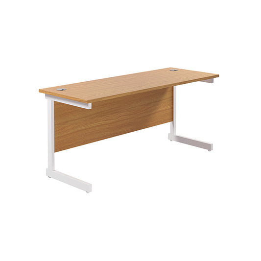 Jemini Single Rectangular Desk 1800x600x730mm Nova Oak/White KF800840