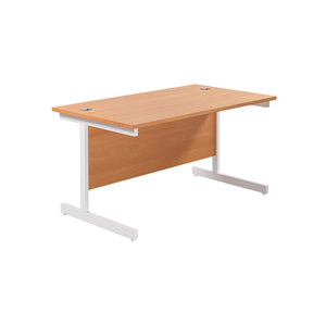 Jemini Single Rectangular Desk 1200x800x730mm Beech/White KF801061