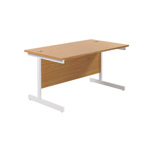 Jemini Single Rectangular Desk 1400x800x730mm Nova Oak/White KF801200