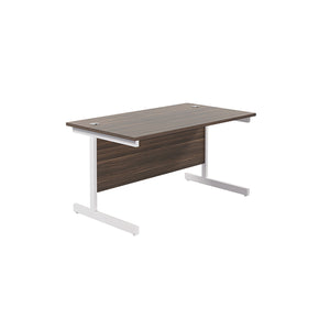 Jemini Single Rectangular Desk 1400x800x730mm Dark Walnut/White KF801235