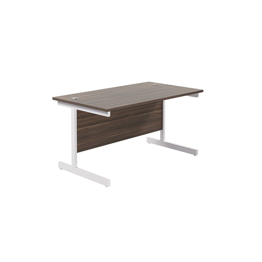 Jemini Single Rectangular Desk 1400x800x730mm Dark Walnut/White KF801235
