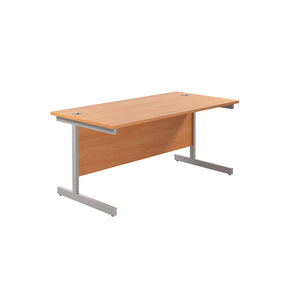 Jemini Single Rectangular Desk 1600x800x730mm Beech/Silver KF801241