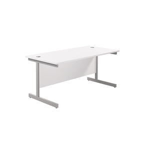 Jemini Single Rectangular Desk 1600x800x730mm White/Silver KF801279