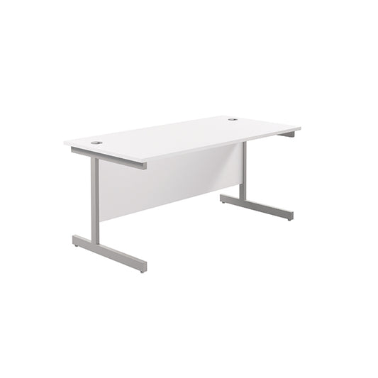 Jemini Single Rectangular Desk 1800x800x730mm White/Silver KF801397