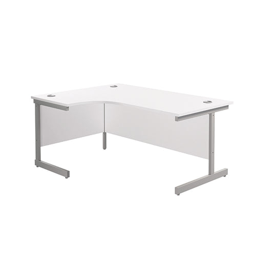 Jemini Radial Left Hand Cantilever Desk 1600x1200x730mm White/Silver KF801756