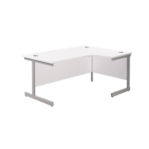 Jemini Radial Right Hand Cantilever Desk 1600x1200x730mm White/Silver KF801811