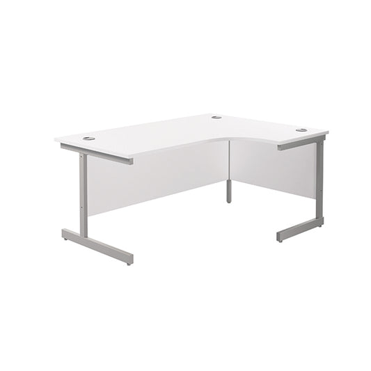 Jemini Radial Right Hand Cantilever Desk 1600x1200x730mm White/Silver KF801811