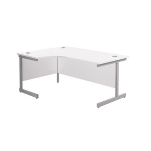 Jemini Radial Left Hand Cantilever Desk 1800x1200x730mm White/Silver KF801992