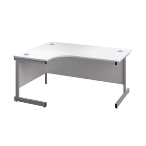 First Radial Left Hand Desk 1600x1200x730mm White/Silver KF803034