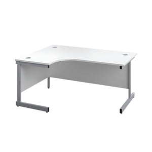 First Radial Left Hand Desk 1800x1200x730mm White/Silver KF803157