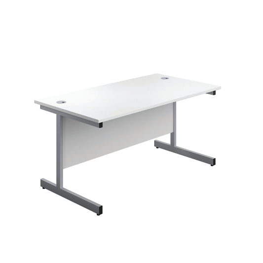First Rectangular Cantilever Desk 1200x800x730mm White/Silver KF803331