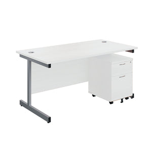 First Single Desk with 2 Drawer Pedestal 1600x800mm White/Silver KF803577